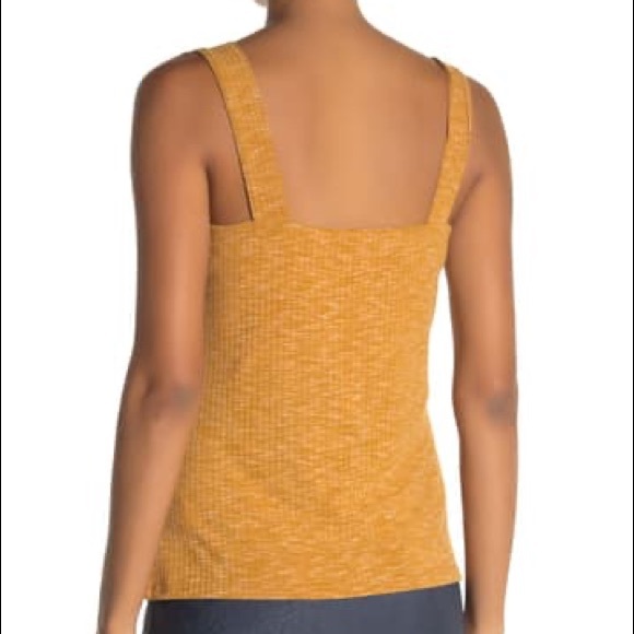 Bobeau Ribbed Marl Square Neck Tank Top in Mustard - Picture 3 of 12